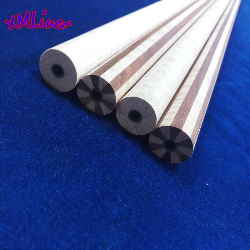 Xmlivet Half-finished 12 Pieces Tiger Maple/cocobolo Wood Laminated Technology Shaft Straight Pool Billiards Carom Cue Shafts