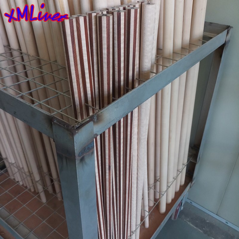 Xmlivet Half-finished 12 Pieces Tiger Maple/cocobolo Wood Laminated Technology Shaft Straight Pool Billiards Carom Cue Shafts