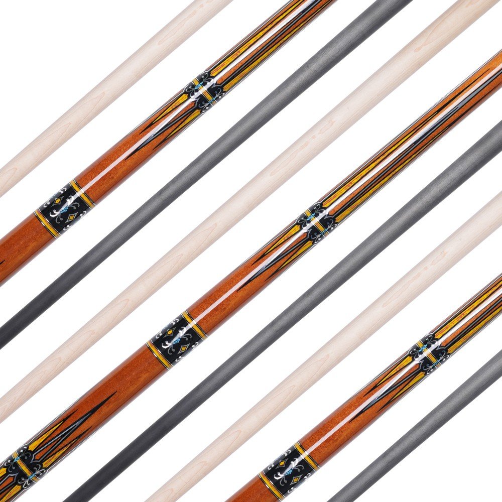 Cueelf Orange Carbon Fiber and Maple Dual Shaft Carom Cue Carom Cue Sticks with Radial Pin Joint