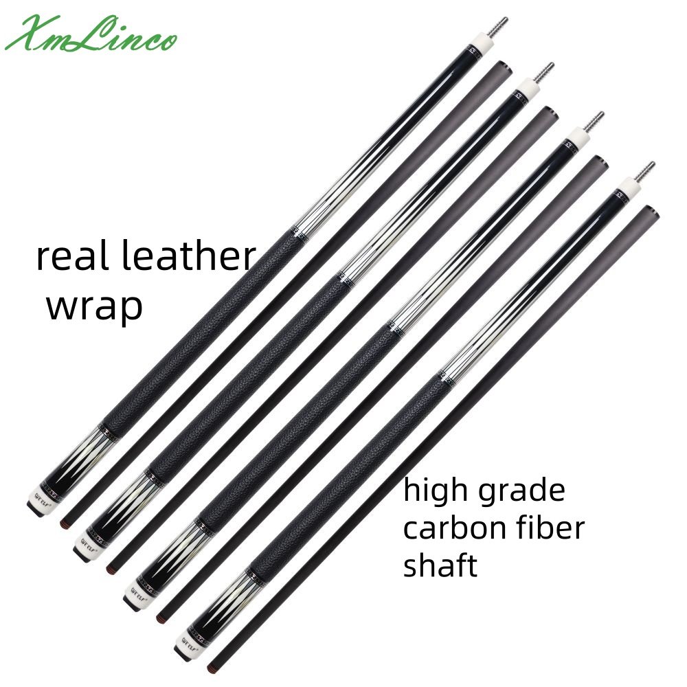Xmlinco Billiard Pool Cue Carbon Fiber Shaft Real Leather Warp 1/2 Split Cue12.5mmTip Size High Technology High Grade Sticker