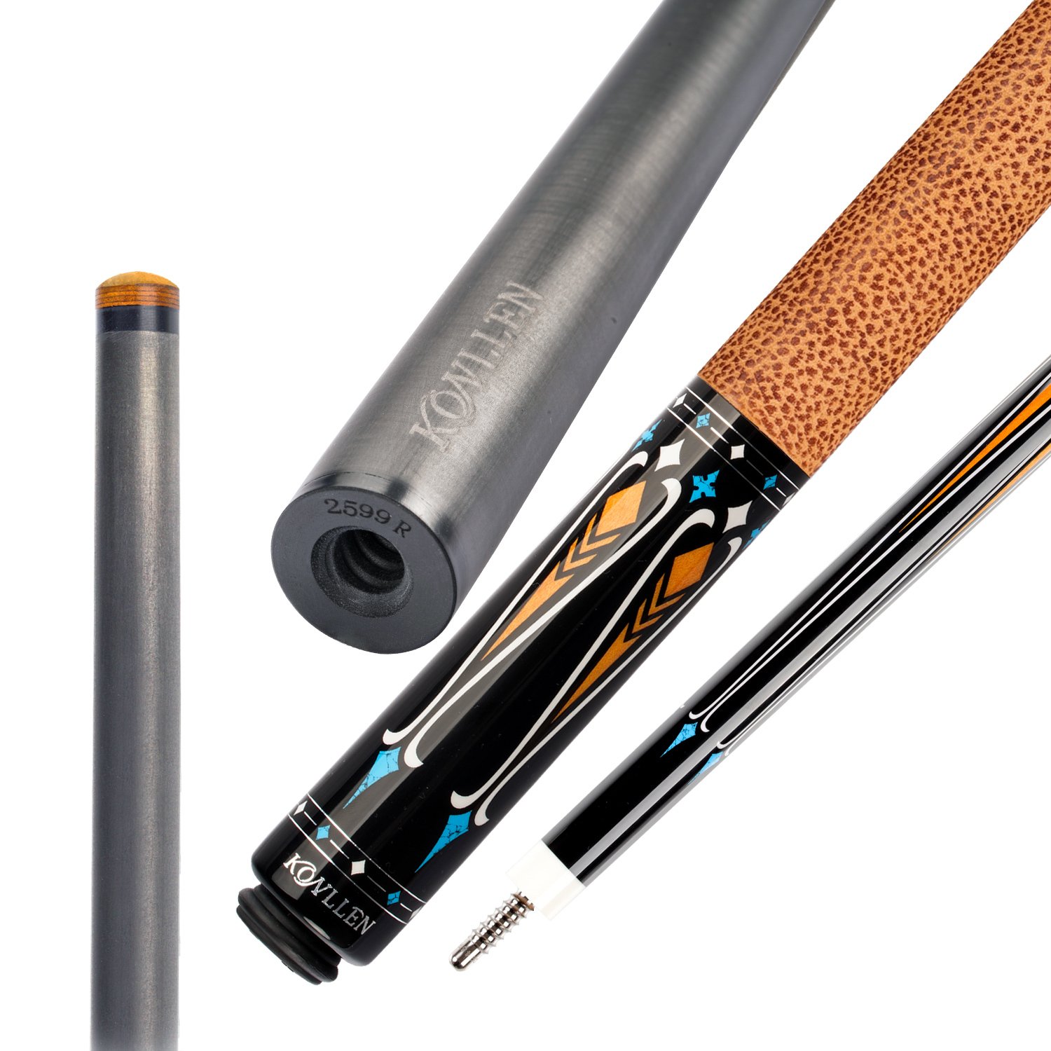 KONLLEN Carbon Fiber Pool Cue Stick Professional Cues (Full Carbon Technology Low Deflection Billiard Cue Stick,12.5mm,147cm)