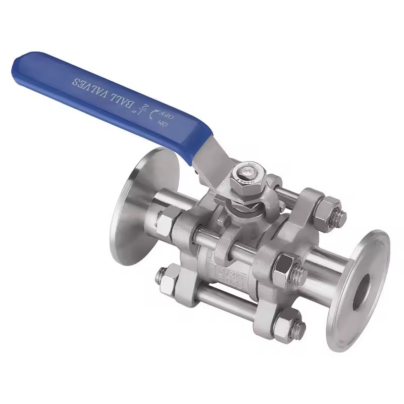 SS304 316 Clamp Casting 3way 2pc 3pc Manual Three-Piece Flange Connection Joint Quick Release Sanitary Ss Ball Valve