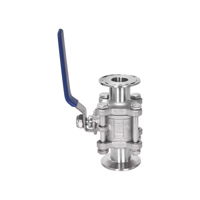 SS304 316 Clamp Casting 3way 2pc 3pc Manual Three-Piece Flange Connection Joint Quick Release Sanitary Ss Ball Valve