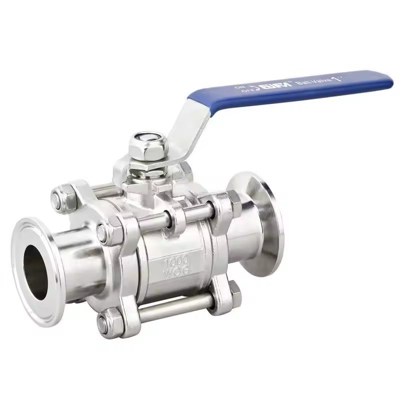 SS304 316 Clamp Casting 3way 2pc 3pc Manual Three-Piece Flange Connection Joint Quick Release Sanitary Ss Ball Valve
