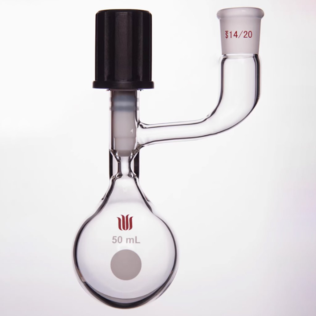 Solvent Storage Bottle Schlenk Reaction Storage Ball Bottles Schlenk Flask with Outer Joint 14/20 Capacity 50ml 100ml 250ml