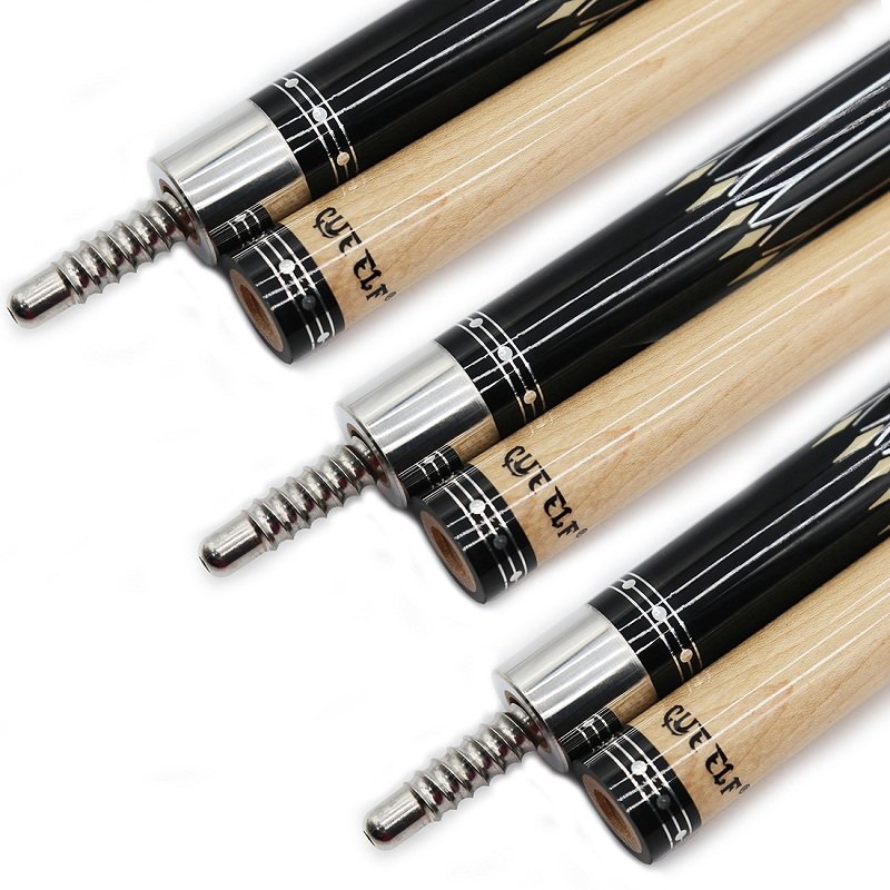 Cueelf High Quality Center Joint Leather Wrap Pool Cue with Stainless Steel Joint Pool Table Billiard Cue Stick