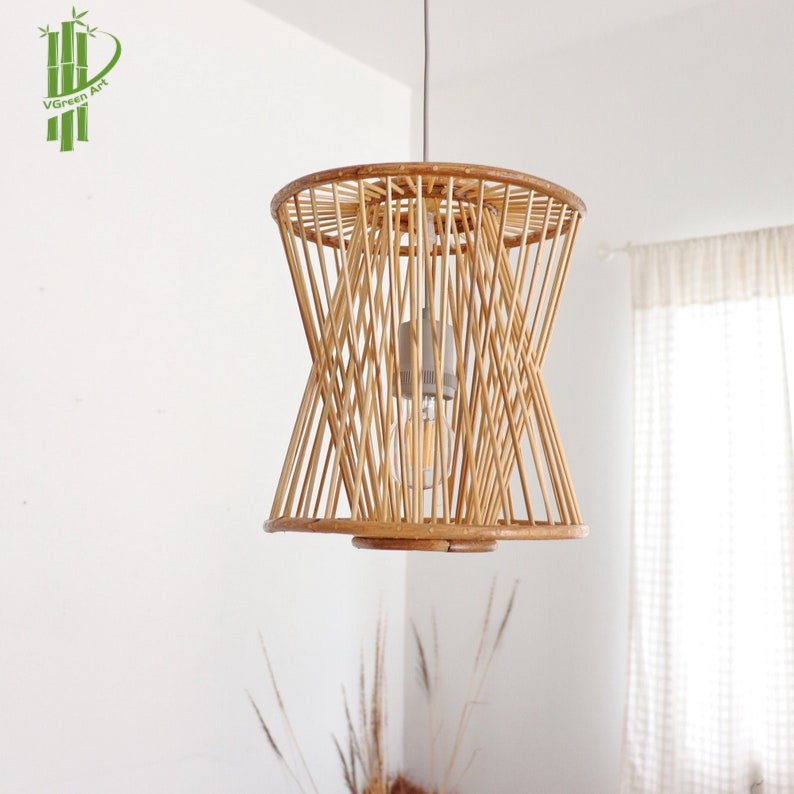 Made in Vietnam Bamboo Rattan LampShade Beautiful Modern Handmade Light Wall Art Home Decor Room Decoration Accessories