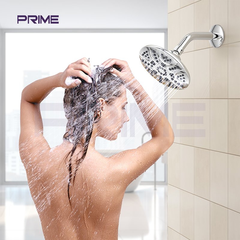 Miroir De Douche High Pressure 6" 150mm 5 Functions Rainfall Xiamen Shower Head, 5.1 Inches with Brass Ball Joint Ready to Ship