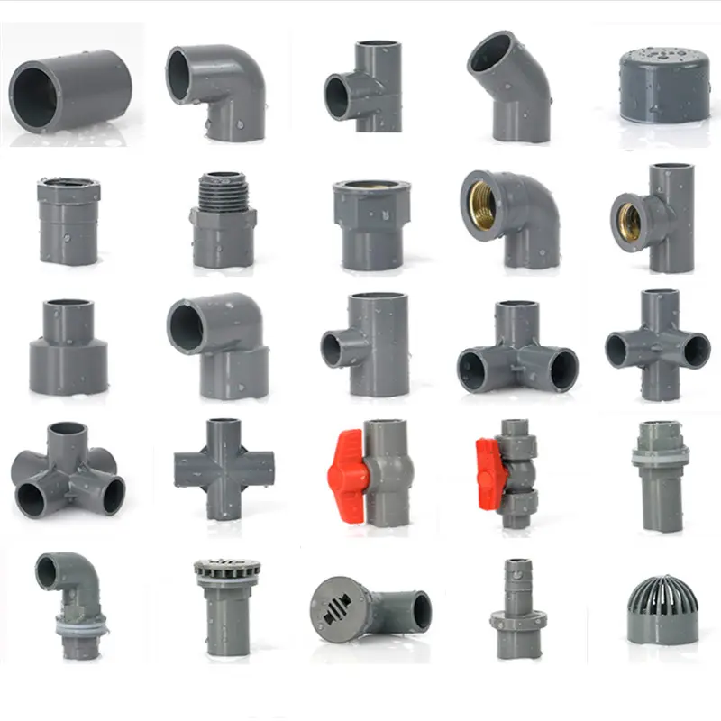 Factory Pvc Fittings for Plumbing Double Union Pvc Ball Valve Plastic Joint 45 90 Degree Elbow Flange Tee Reduce Coupling