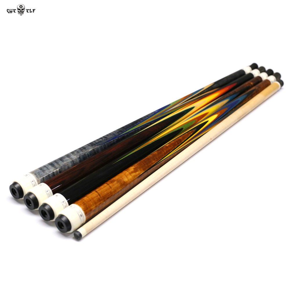 Cueelf Hotselling 12 Pcs Laminated Maple Shaft Handmade Inlay rainbow Carom Cue