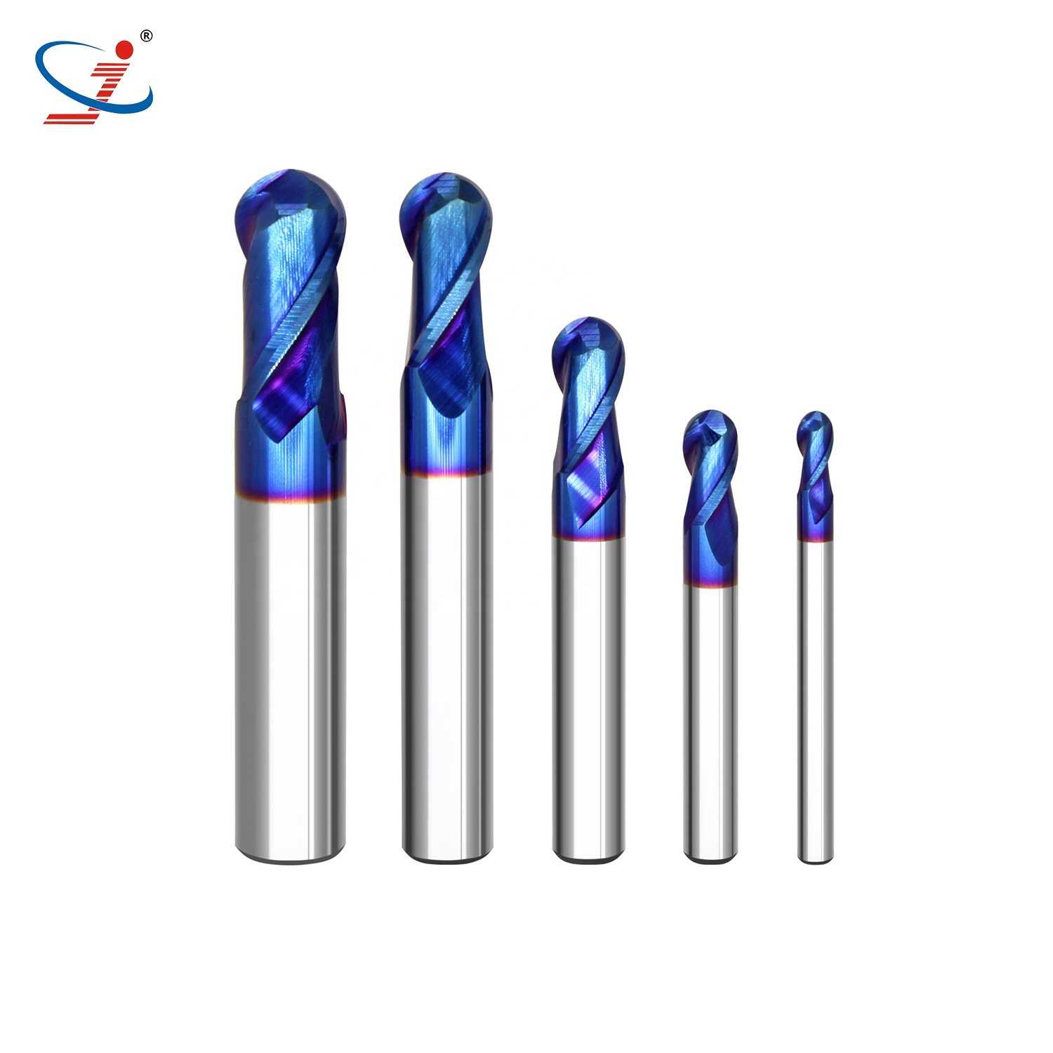 OEM 4 6 8 mm CNC Woodworking Router Tool Bits Solid Ball Nose Nano Blue Coating End Mills Tungsten Carbide Milling Cutters Set
