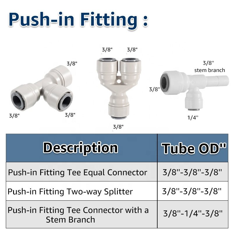 3 Ways Plastic Push in Fittings 3/8(9.52mm) Hose Pipe Connect Tee Type Fittinigs for Beer Dispenser