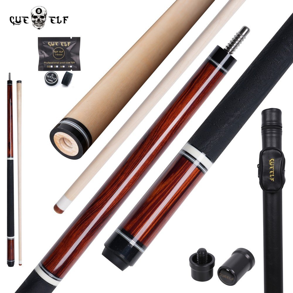 CUEELF Billiards Pool Cue Earring Body Texture Caliburn Bocote Cocobolo Lvory Ring Pool Billiard Cue 12.5mm Tip Size 58 Inch
