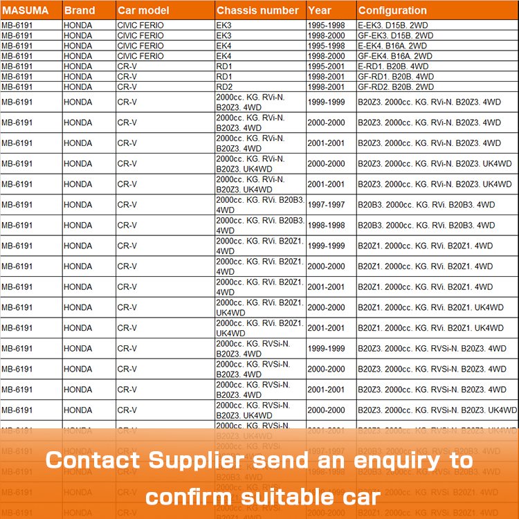 MB-6191 MASUMA Auto Suspension Systems Car Ball Joint 51450-S10-010 51220SDAA02 51270-S01-013 for HONDA CIVIC FERIO