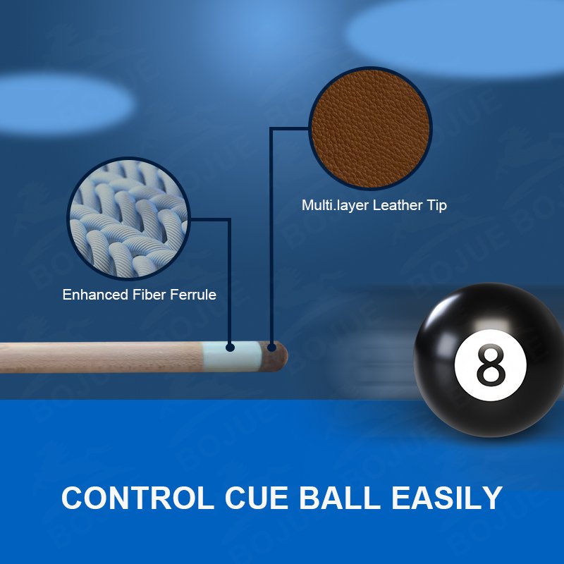 FuryDL Snooker & Billiard Cues Maple Ash Pool Ebony Butt Sleeve with Stainless Steel Joint Carom Cue Stick Model Number