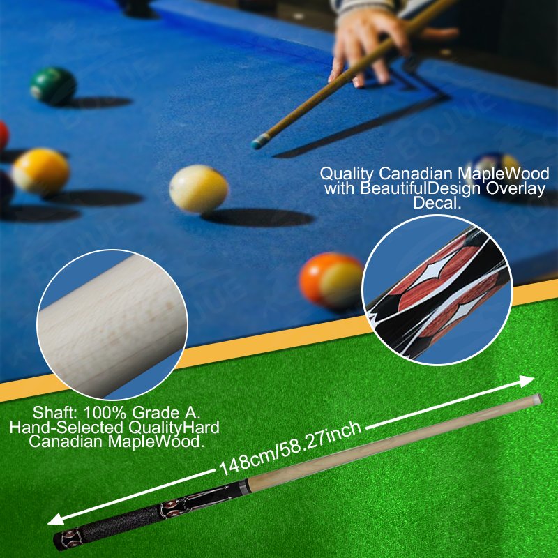 FuryDL Snooker & Billiard Cues Maple Ash Pool Ebony Butt Sleeve with Stainless Steel Joint Carom Cue Stick Model Number