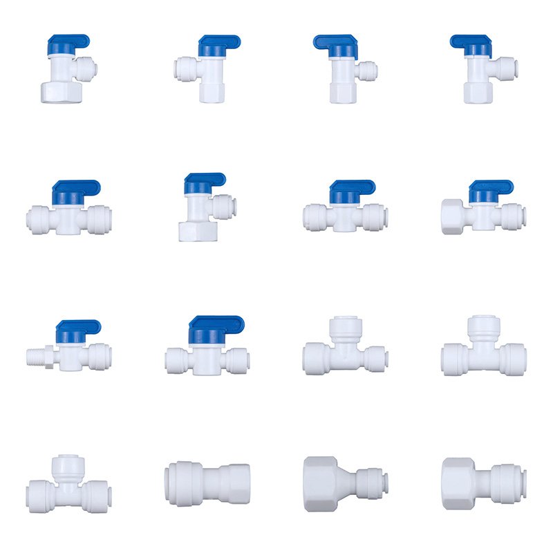 Plastic 2 Way Divider Quick Coupling Push Fit Connection Ball Valve Check Valve Water Purifier Filter Fitting Quick Connector