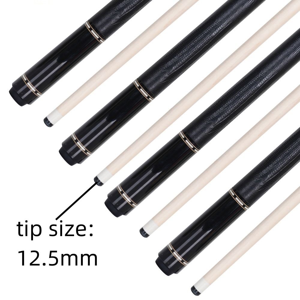 Xmlinco Handmade Billiard Sticker Pool Cue Ebony Wood Lizard Leather Warp 12.5mm Tip Size Hard Maple Shaft 58 Inches