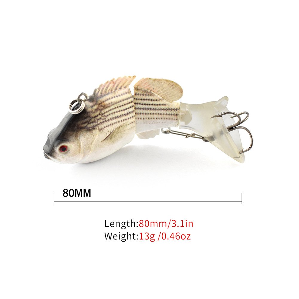 7.5cm 3inch 13.5g 2section Wobblers Crankbait Iron Link PVC Soft Tail Built in Steel Ball Multi Jointed Swimbait Fishing Lures