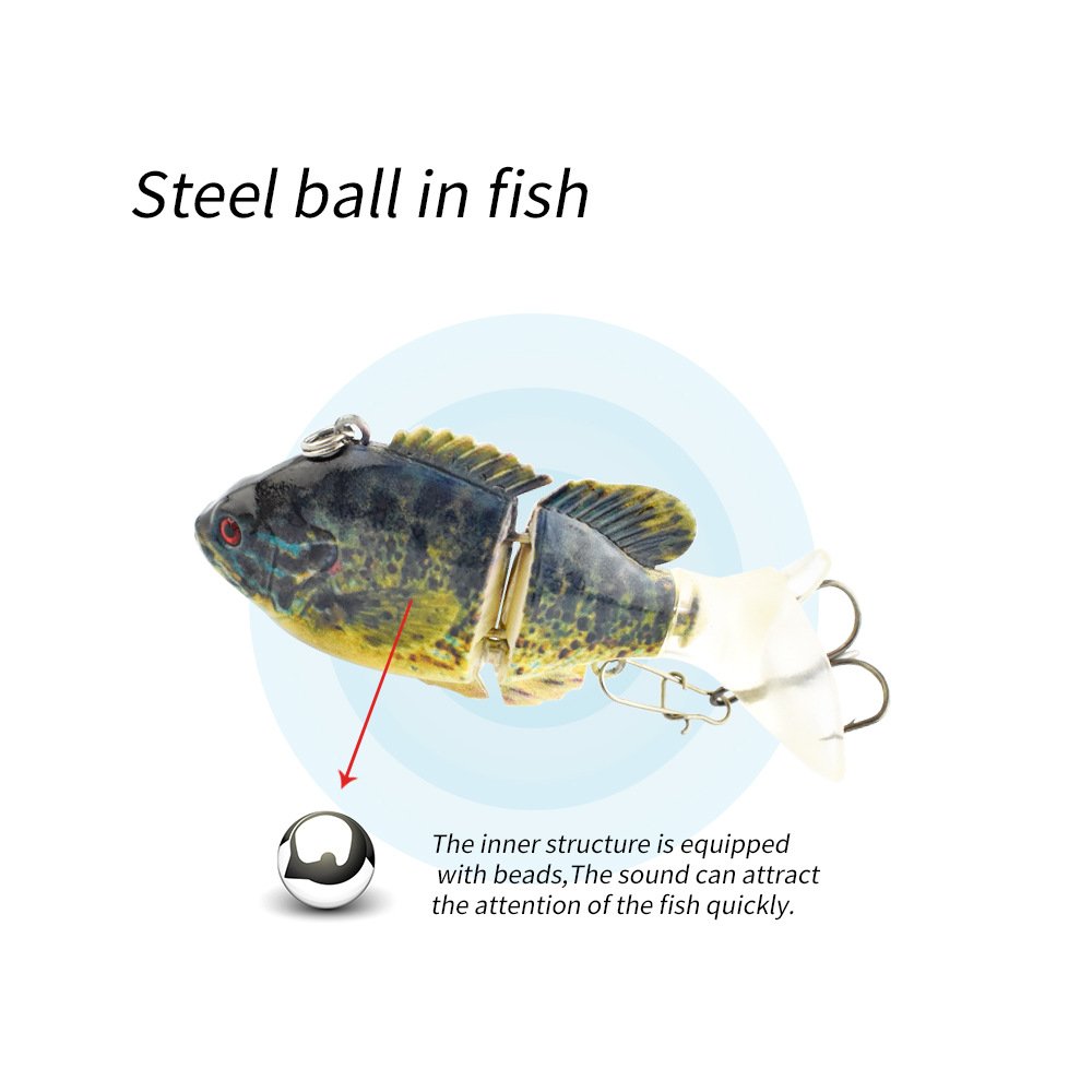 7.5cm 3inch 13.5g 2section Wobblers Crankbait Iron Link PVC Soft Tail Built in Steel Ball Multi Jointed Swimbait Fishing Lures