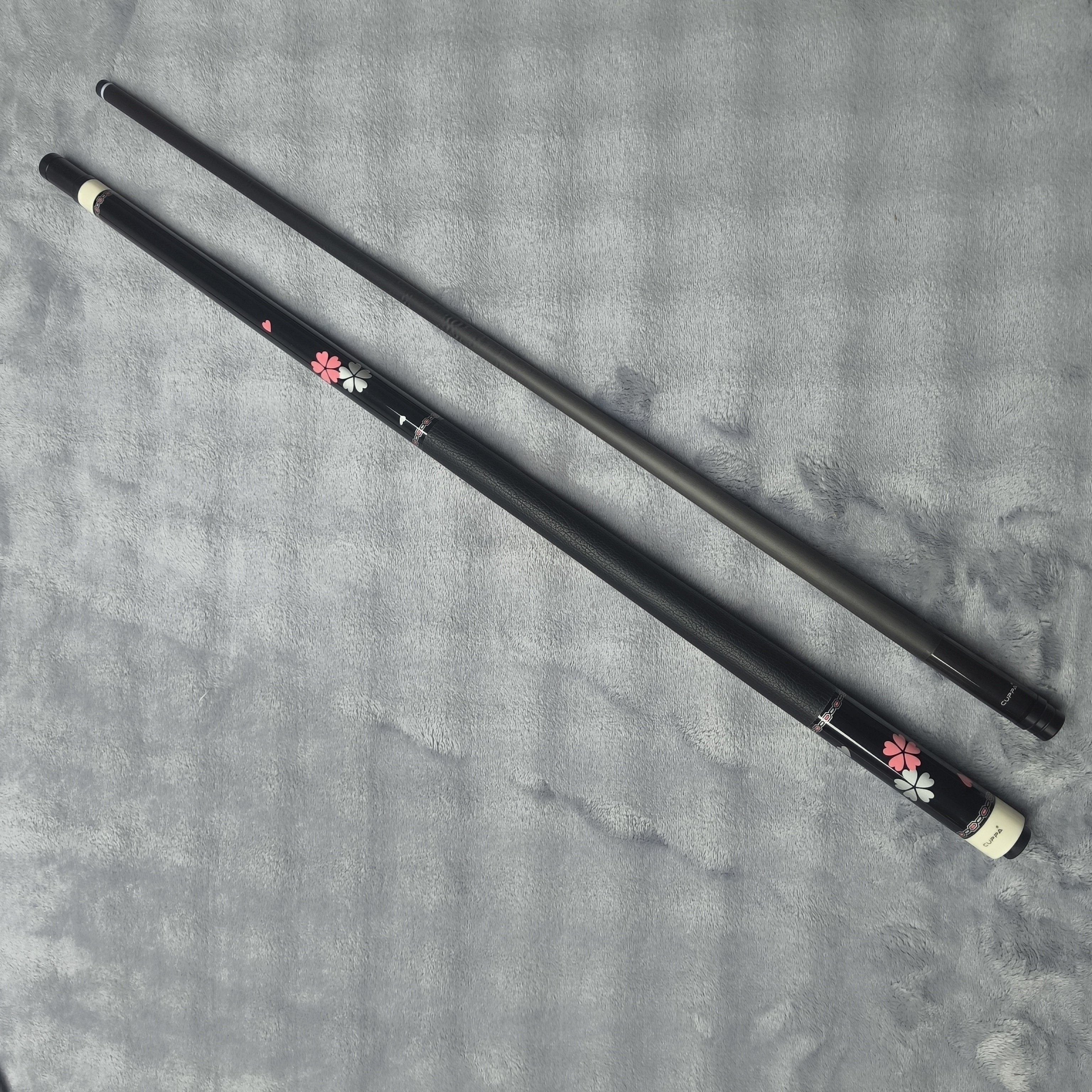 CUPPA Pool Cue Billiard Stick Six/Eight/Nine Ball Leather Grip Radial Pin Joint Pink Carbon Fiber Shaft Tip Size 11.5/12.5mm