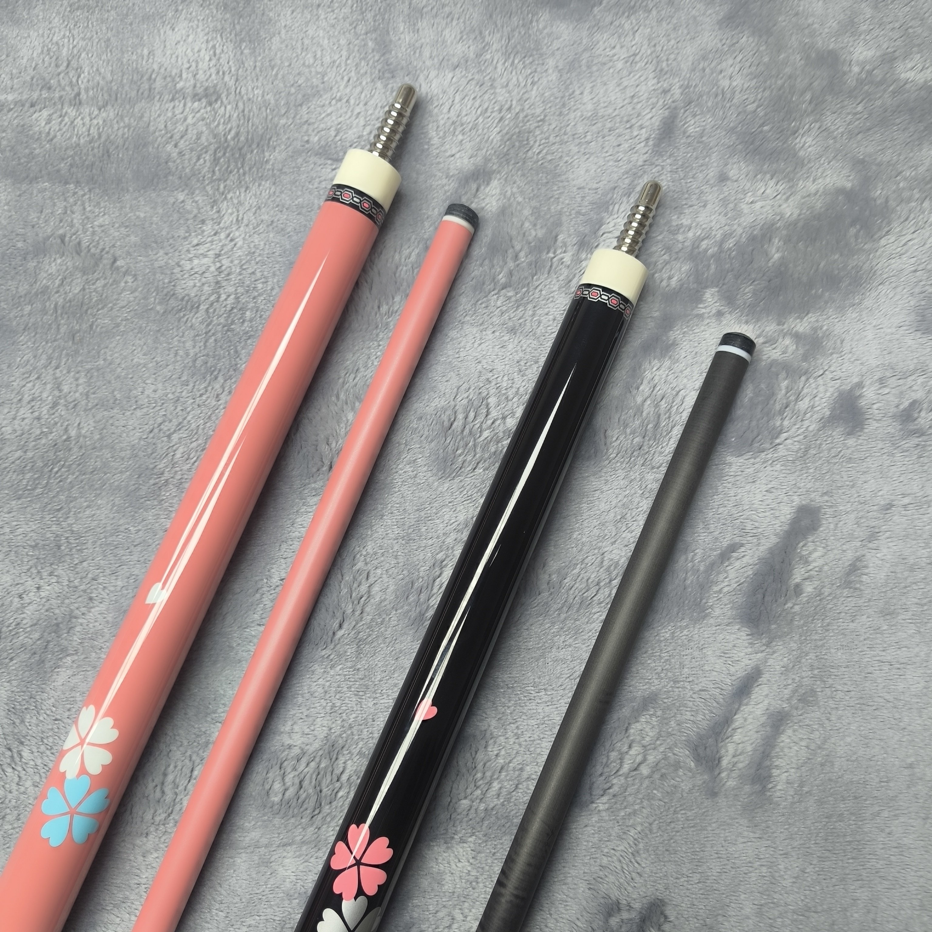 CUPPA Pool Cue Billiard Stick Six/Eight/Nine Ball Leather Grip Radial Pin Joint Pink Carbon Fiber Shaft Tip Size 11.5/12.5mm