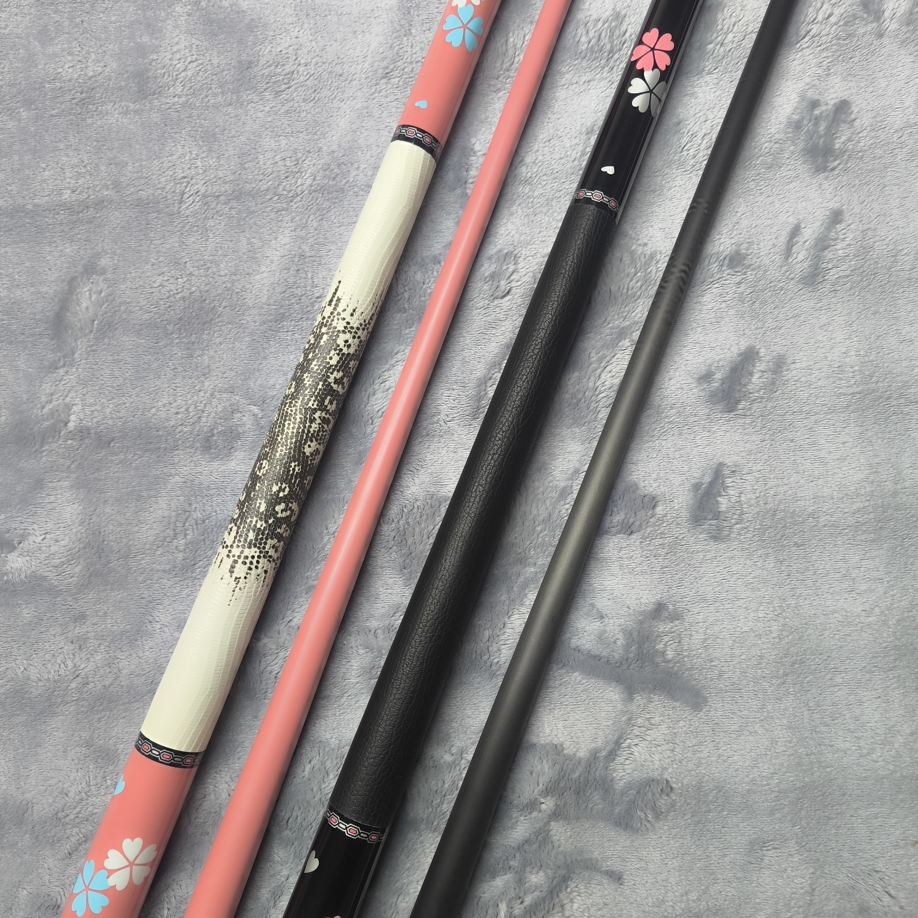 CUPPA Pool Cue Billiard Stick Six/Eight/Nine Ball Leather Grip Radial Pin Joint Pink Carbon Fiber Shaft Tip Size 11.5/12.5mm