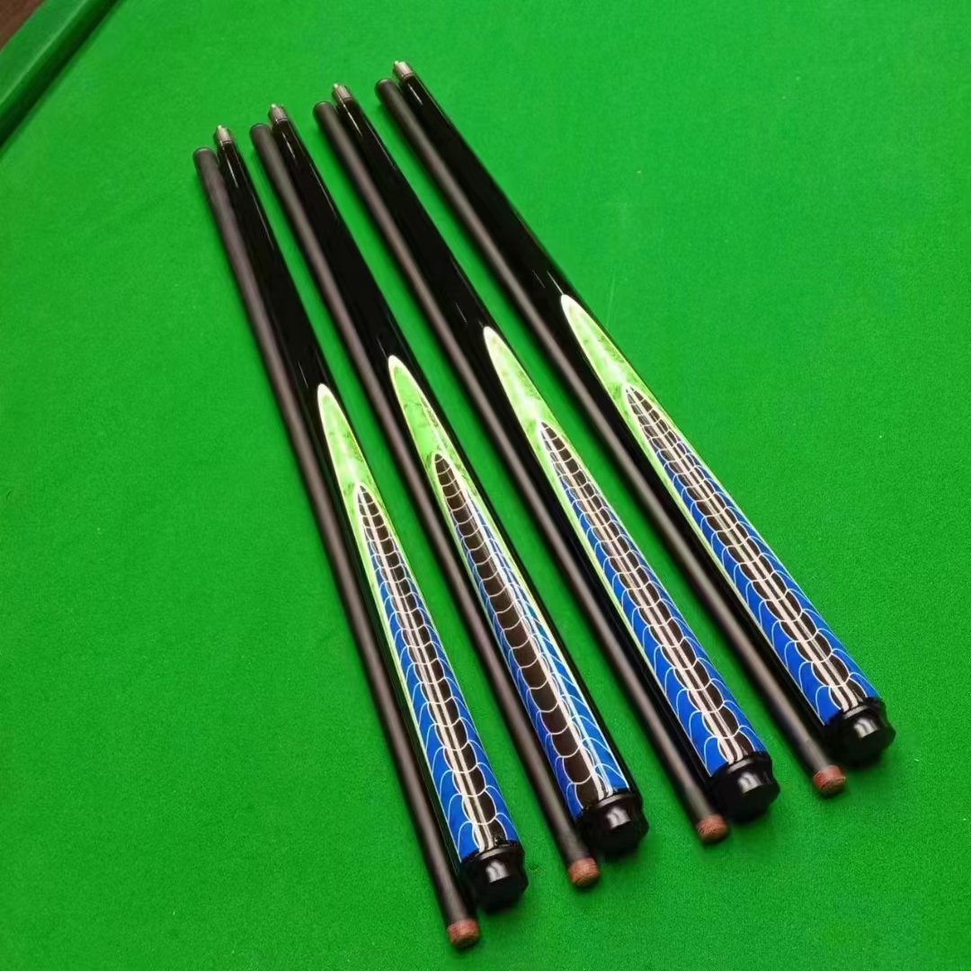 Black 1/2-PC Carbon Fiber Stainless Steel Center Joint Billiard Pool Cue Stick