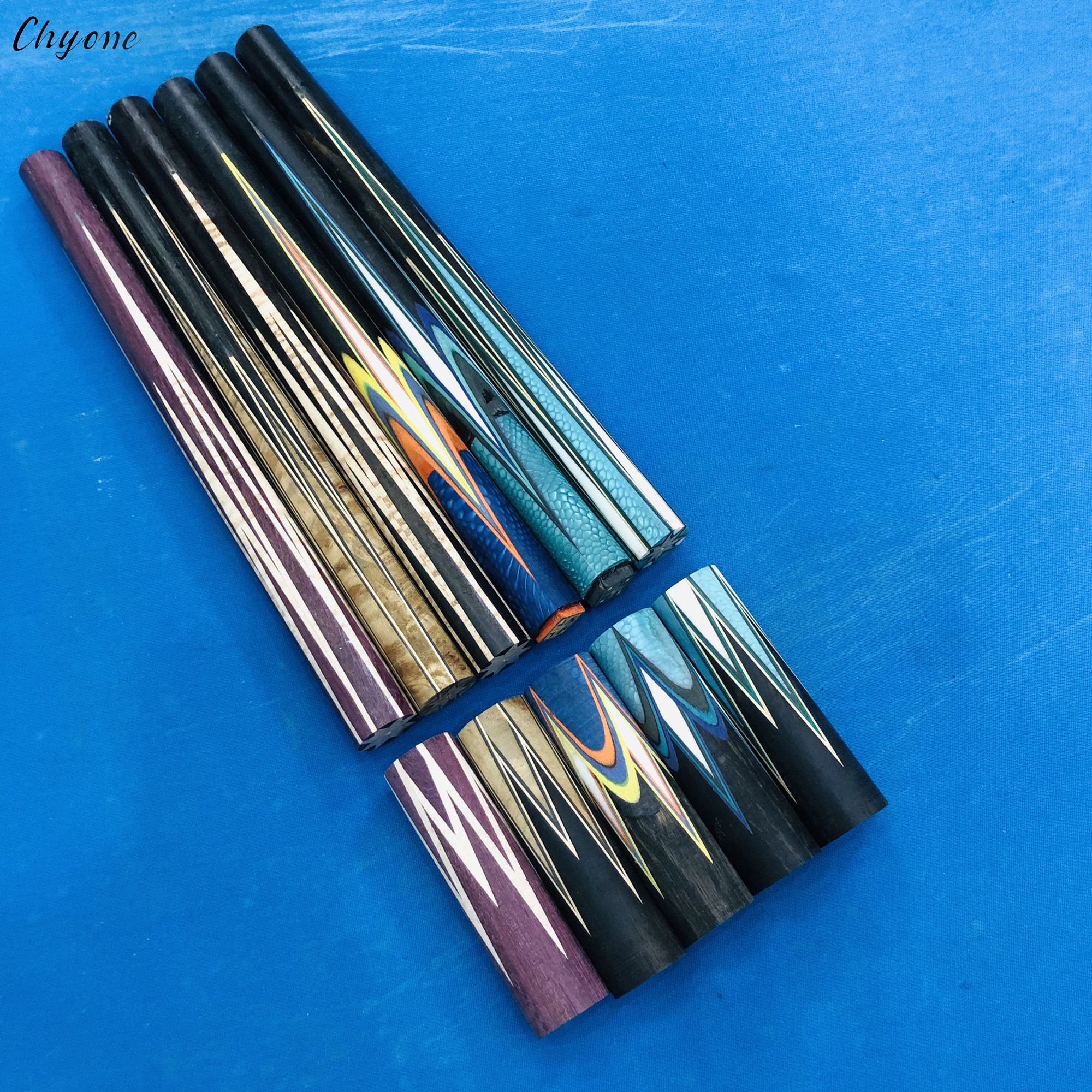 Korea Carom Cue Chyone Dragon Slab Inlay rainbow Design 1/2 Radial Joint Low Deflection Billiard Cue Spliced Pool Cues