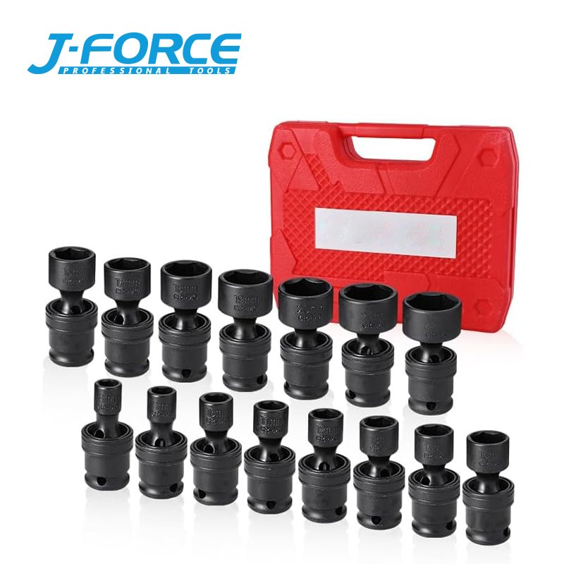 15pcs Metric Universal Joint 3/8 Inch Drive Shallow Universal Impact Socket Set