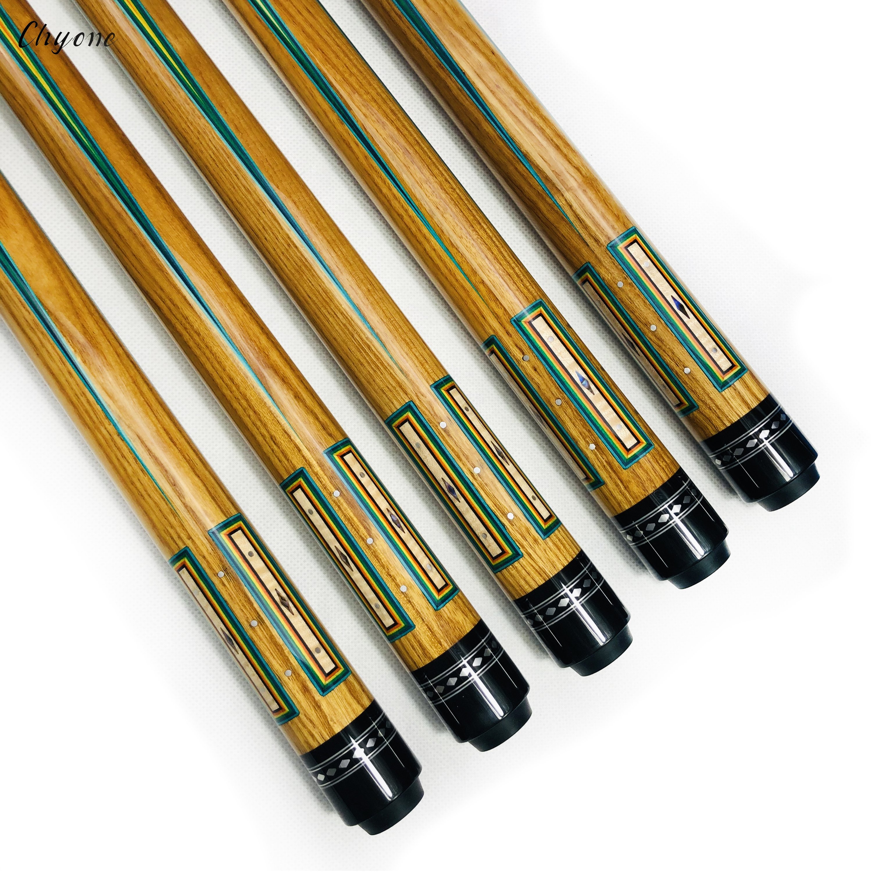 Korea Carom Cue Chyone Custom Cross rainbow Inlay Pool Cue Spliced 3 Cushion Cue