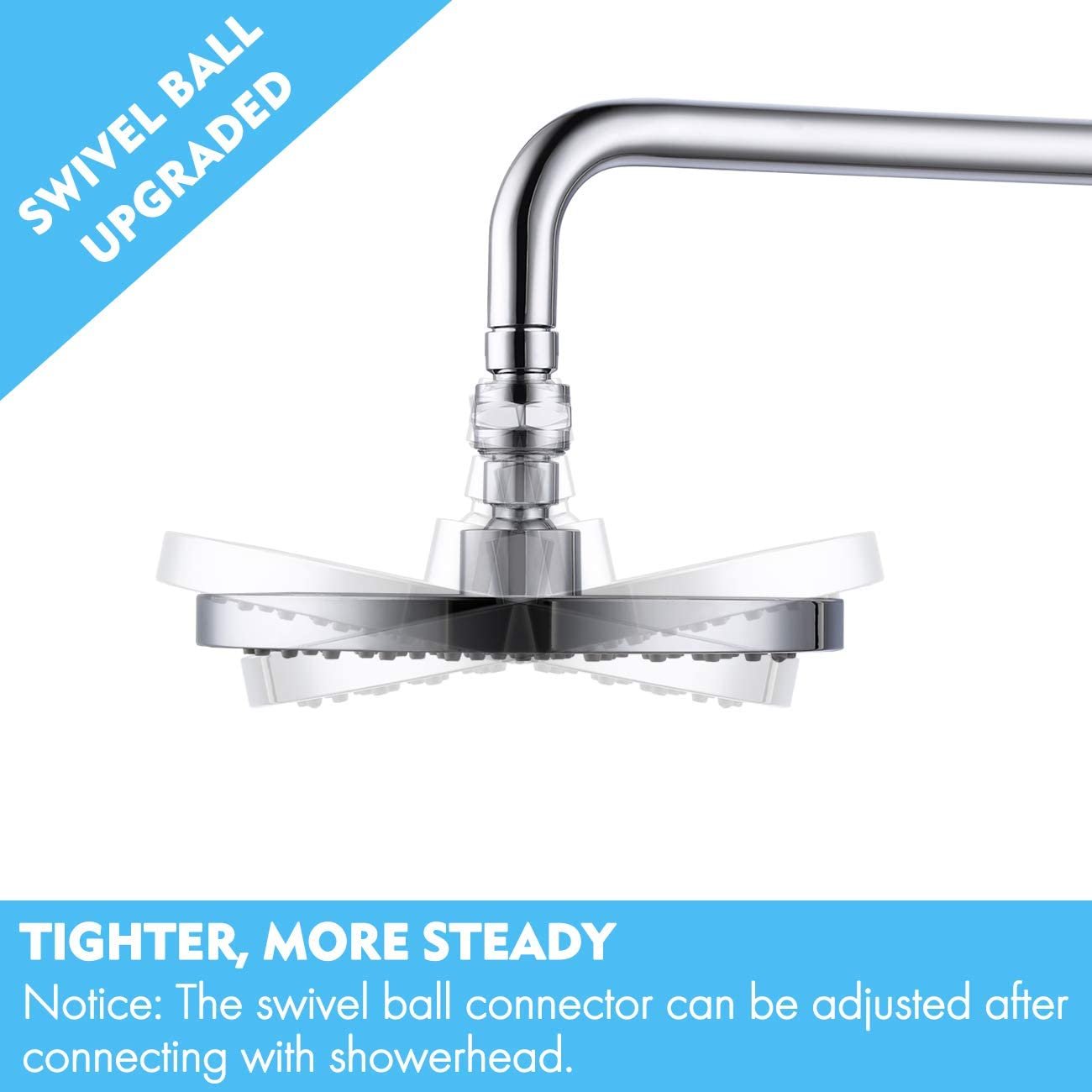 Chrome Shower Connector Ball Joint Shower Head Swivel Ball Adapter Brass