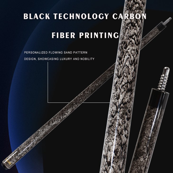 Hot! Stock 12mm Carbon Fiber Carom Cue New Quick-sand Designed Billiard Pool Cue 1410mm Radial with Black H Tip Customizable