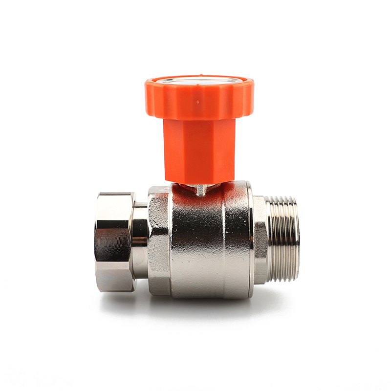 Nickel-plated Brass DN25 Quick Insert Thermometer Ball Valve for HVAC Floor Heating Manifold Interface