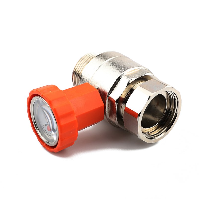 Nickel-plated Brass DN25 Quick Insert Thermometer Ball Valve for HVAC Floor Heating Manifold Interface