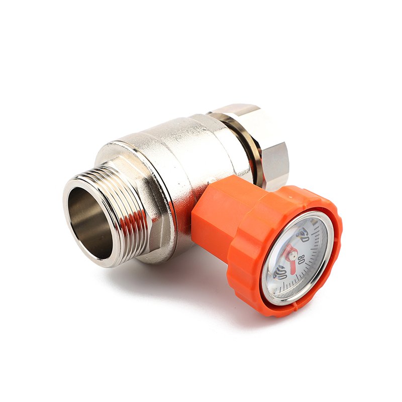 Nickel-plated Brass DN25 Quick Insert Thermometer Ball Valve for HVAC Floor Heating Manifold Interface