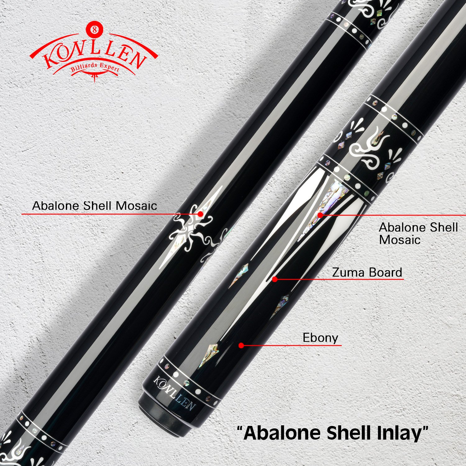KONLLEN KL-01F Billiards Carbon Fiber Pool Stick Carbon Energy Shaft 3/8*8 Radial Pin Joint Pool Cue