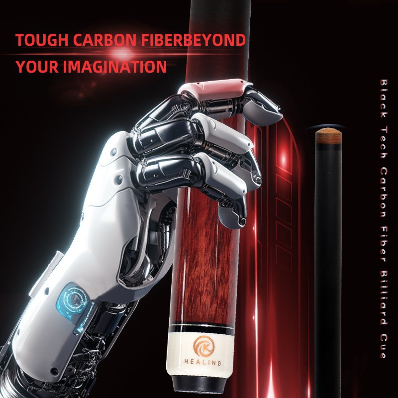 OKHEALING High Quality Customizable 1/2 Pool Cue Stick Carbon Fiber Butt Sleeve Wholesale Snooker Cue