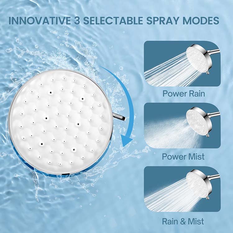 High Pressure Showerhead 5 Inch High Flow Bathroom Rain Shower Head With Adjustable Brass Ball Joint 3D Panel Luxury Design