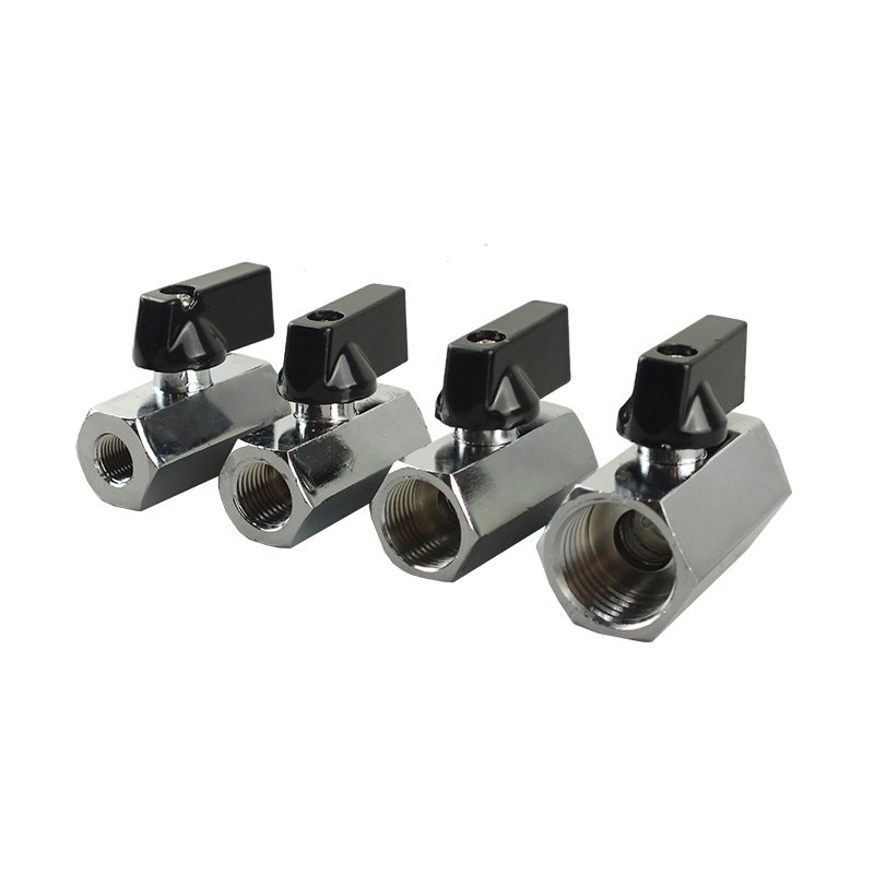 Small Micro Pneumatic Ball Valve with Black Handle 1-4 Minute Settings Internal & External Thread for Gas Media Trachea Joint