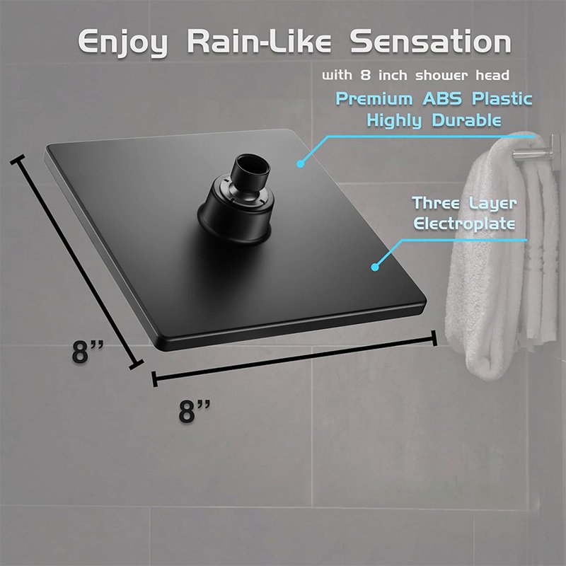 Bathroom 8 Inch Large Square Chromed Top Rain Shower Head With Brass Joint Ball Slim Thin Rain Shower Head