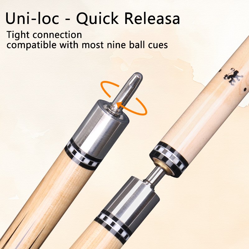 CUPPA Billiard Cue Pool Cues Stick Eight/Nine Ball Arm Uni-loc - Quick Releasa Joint Linen Grip Maple Shaft Tip Size 12.5mm