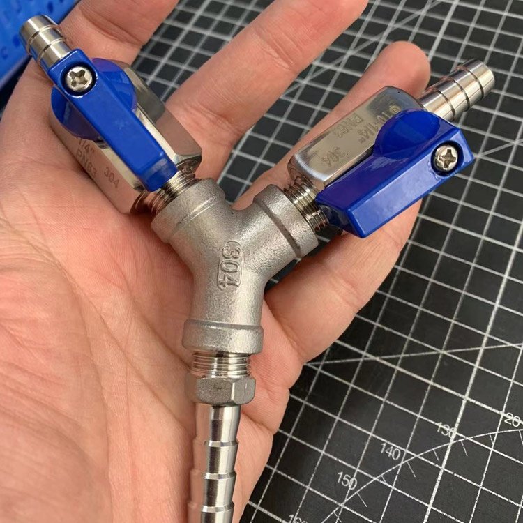 Custom Stainless Steel Y Type Three 3 Way Hose Barbed Shut Off Ball Valve