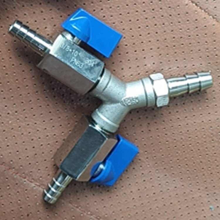 Custom Stainless Steel Y Type Three 3 Way Hose Barbed Shut Off Ball Valve
