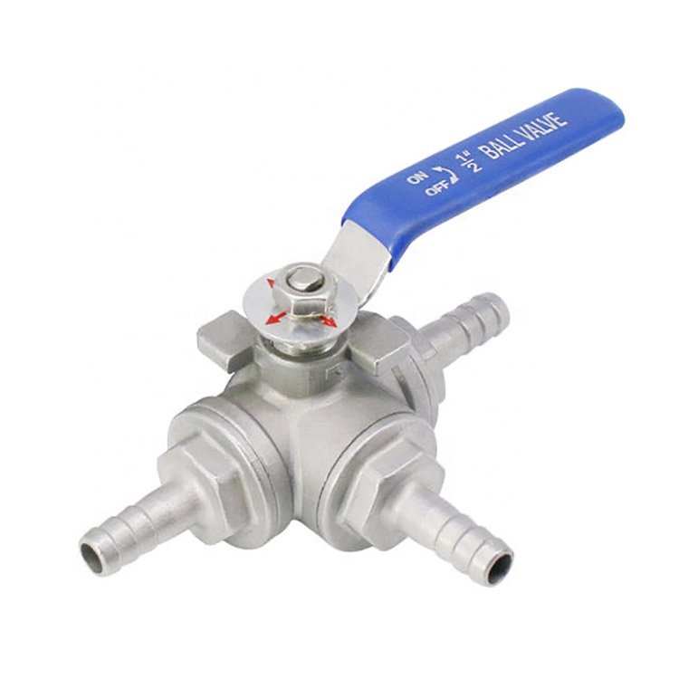 Custom Stainless Steel Y Type Three 3 Way Hose Barbed Shut Off Ball Valve