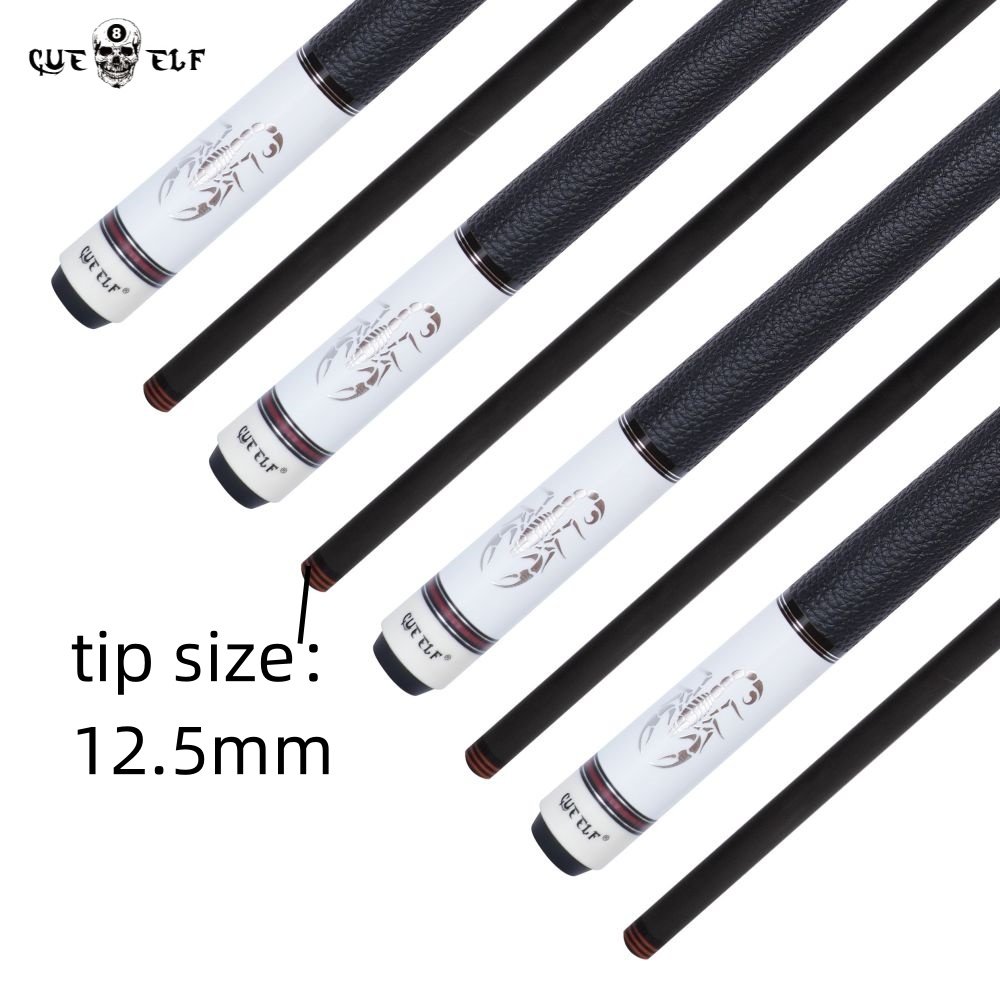 CUEELF Attach Cue Extention Real Leather Warp Billiard Pool Cue Carbon Fiber Shaft 12.5mm Tip Size