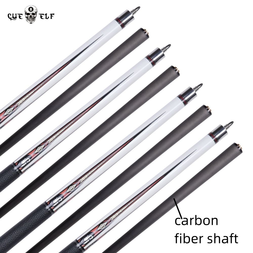 CUEELF Attach Cue Extention Real Leather Warp Billiard Pool Cue Carbon Fiber Shaft 12.5mm Tip Size
