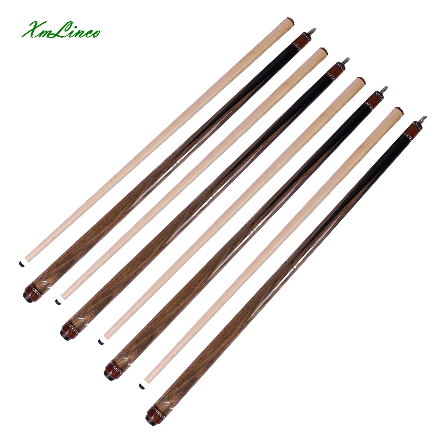 Xmlinco 12mm Zyoumon Wood rainbow Design Inlay Carom Cue Laminated Maple Shafts Diamond Silver Ring Carom Pool Cue