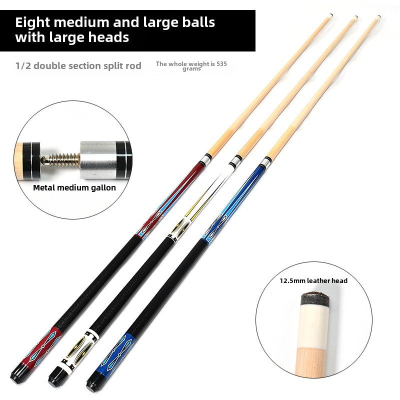 American 57-inch Radial Steel Joint Pool Cue Stick Chinese Nine-Ball Solid Wood Snooker Maple Butt Sleeve 1/0.1kg Billiard Cue