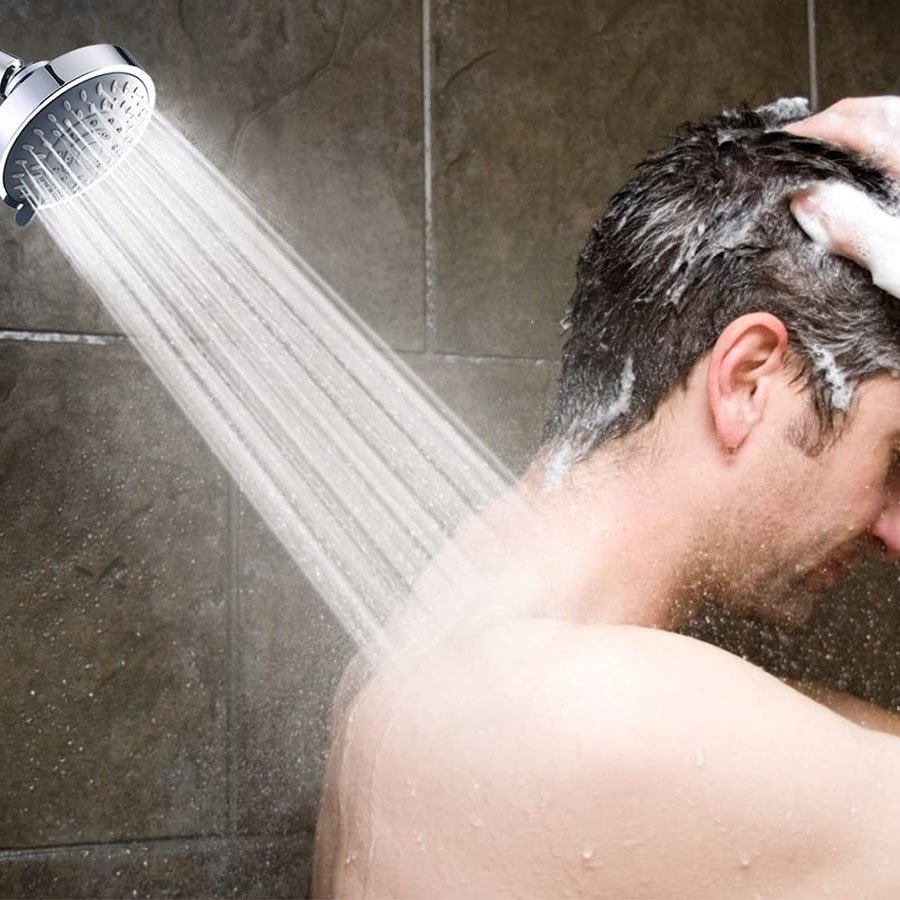 4.1 Inch High Flow Rain Fall Shower Head with 5 Settings Adjustable Brass Ball Joint